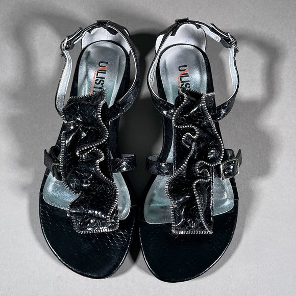 Unlisted A Kenneth Cole Production Black Grape Stomping Thong Sandals Size 6 - Picture 2 of 14